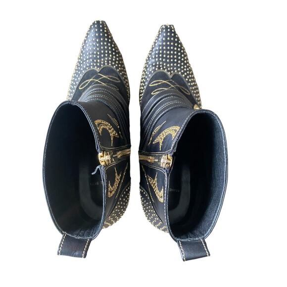 Anine Bing Penny Gold Studded Ankle‎ Booties EU 40 Womens Boots Western Buckle - Picture 9 of 11